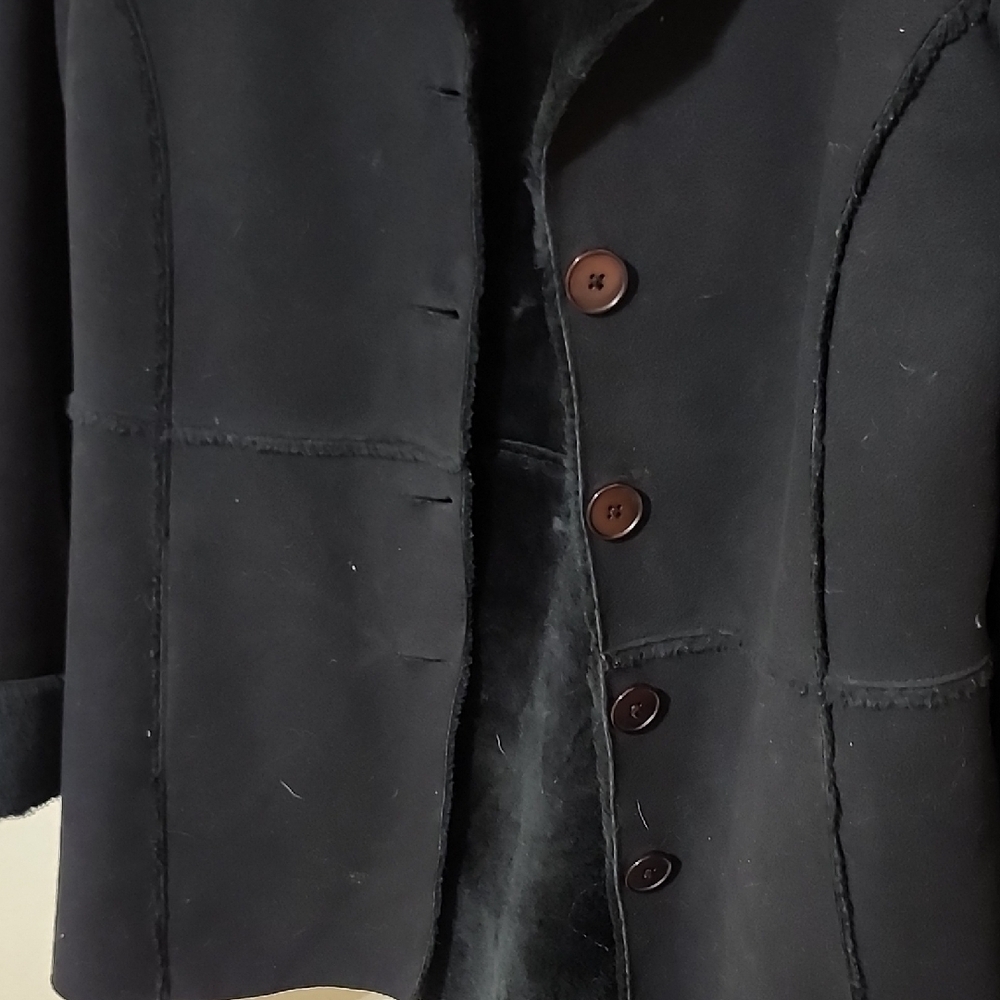 Style & Co Black Pea Coat with Notched Lapel - Picture 5 of 14